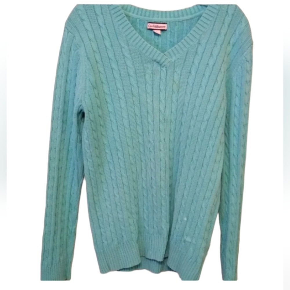 Croft & Barrow teal blue cable knit sweater. Large